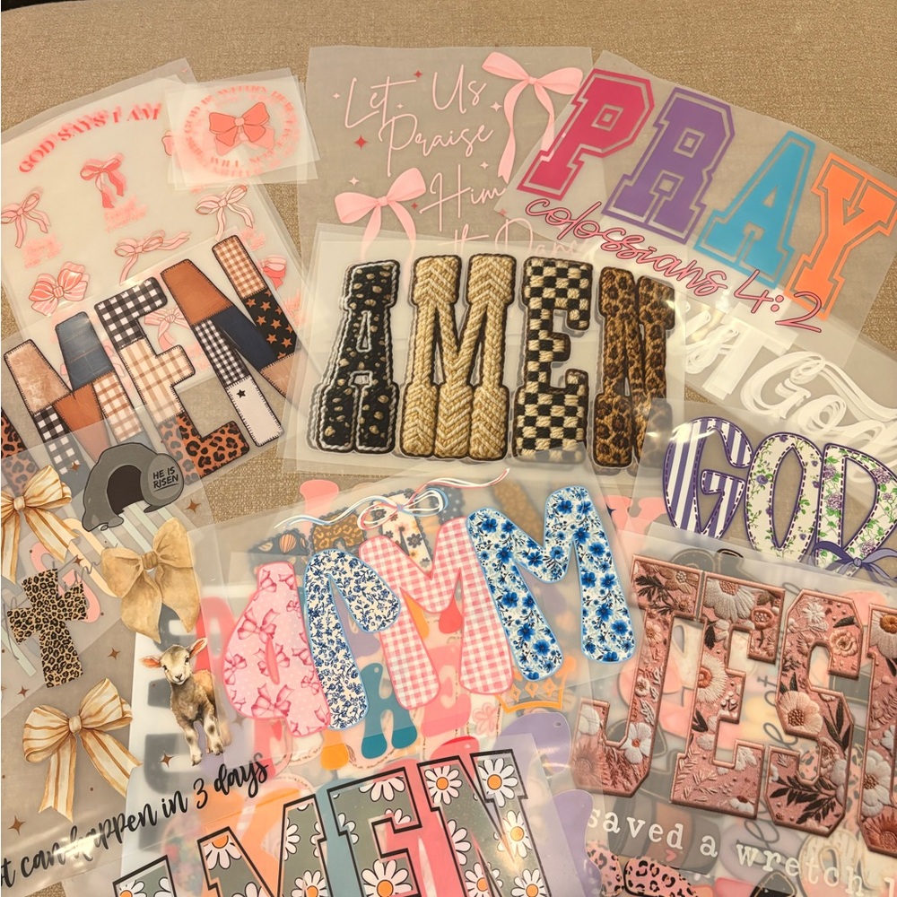 Colorful Amen and Pray Letter DTF bundle set of 9 - Picture 1 of 16